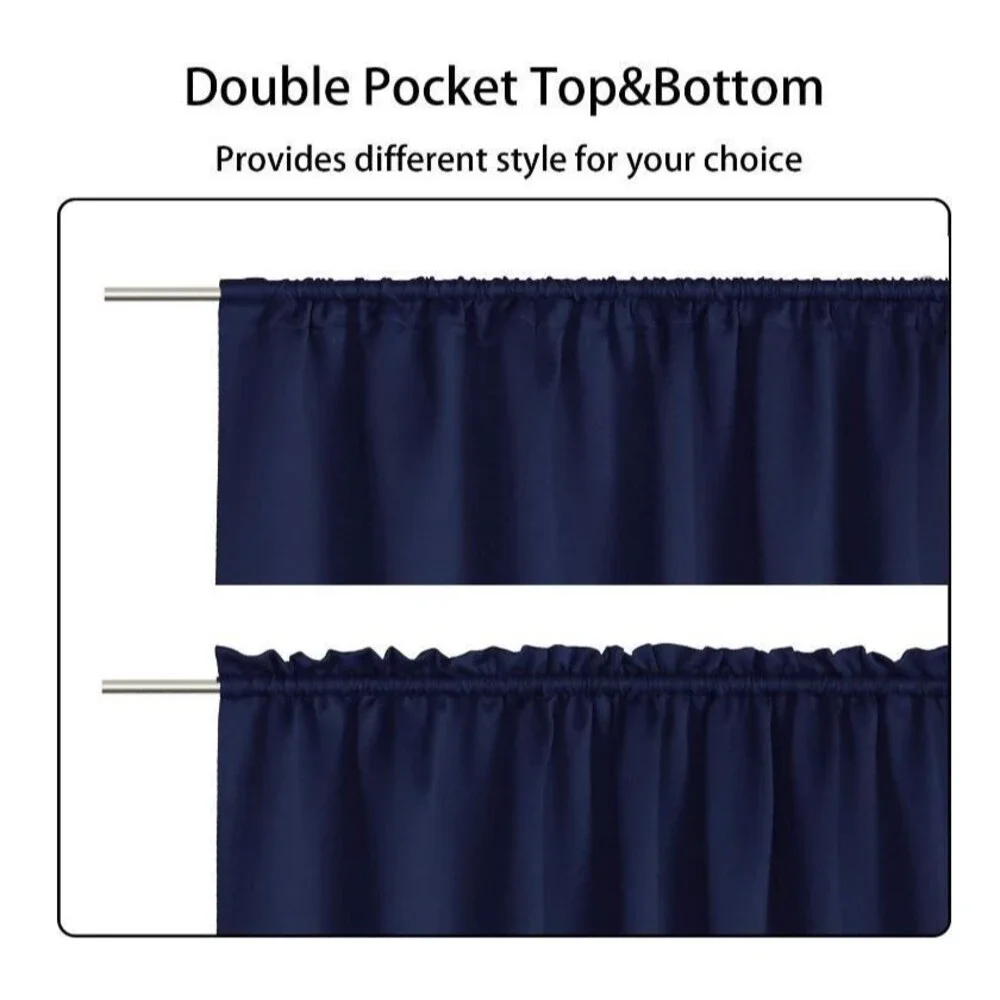 NEW Solid Color Navy Blue Country Farmhouse Door Curtain With Tieback Blackout
